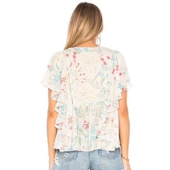 Tularosa Jojo Floral Ruffle Trim Blouse - Picture 3 of 4
